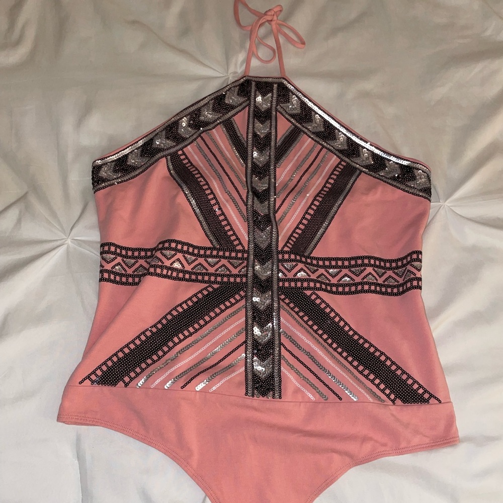 BRAND NWT Express Pink Halter Bodysuit Size Large